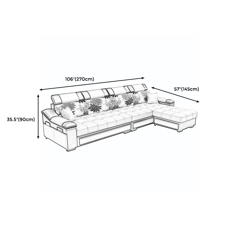 106.3"D x 57"W x 35.43"H Sloped Arm Sectionals, Modern High Back Sofa with Slipcovered Clearhalo 'furn' 'furn_sectionals' 'Furniture' 'furniture_sectionals' 'kitchen' 'kitchen_sectionals' 'Living Room Furniture' 'Sectionals' 4796041