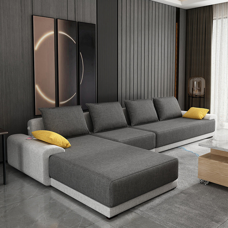 Modern Cushions Pillow Top Arm Sectional with Slipcovered for Living Room Clearhalo 'furn' 'furn_sectionals' 'Furniture' 'furniture_sectionals' 'kitchen' 'kitchen_sectionals' 'Living Room Furniture' 'Sectionals' 4796045