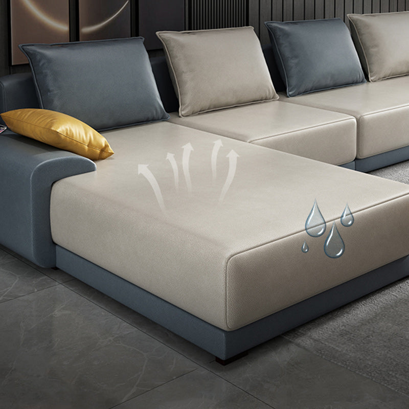 Modern Cushions Pillow Top Arm Sectional with Slipcovered for Living Room Clearhalo 'furn' 'furn_sectionals' 'Furniture' 'furniture_sectionals' 'kitchen' 'kitchen_sectionals' 'Living Room Furniture' 'Sectionals' 4796048