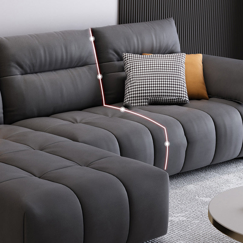 Dark Gray Cushion Back Contemporary Removable Cushions L-Shape Sofa & Chaise Clearhalo 'furn' 'furn_sectionals' 'Furniture' 'furniture_sectionals' 'kitchen' 'kitchen_sectionals' 'Living Room Furniture' 'Sectionals' 4796068