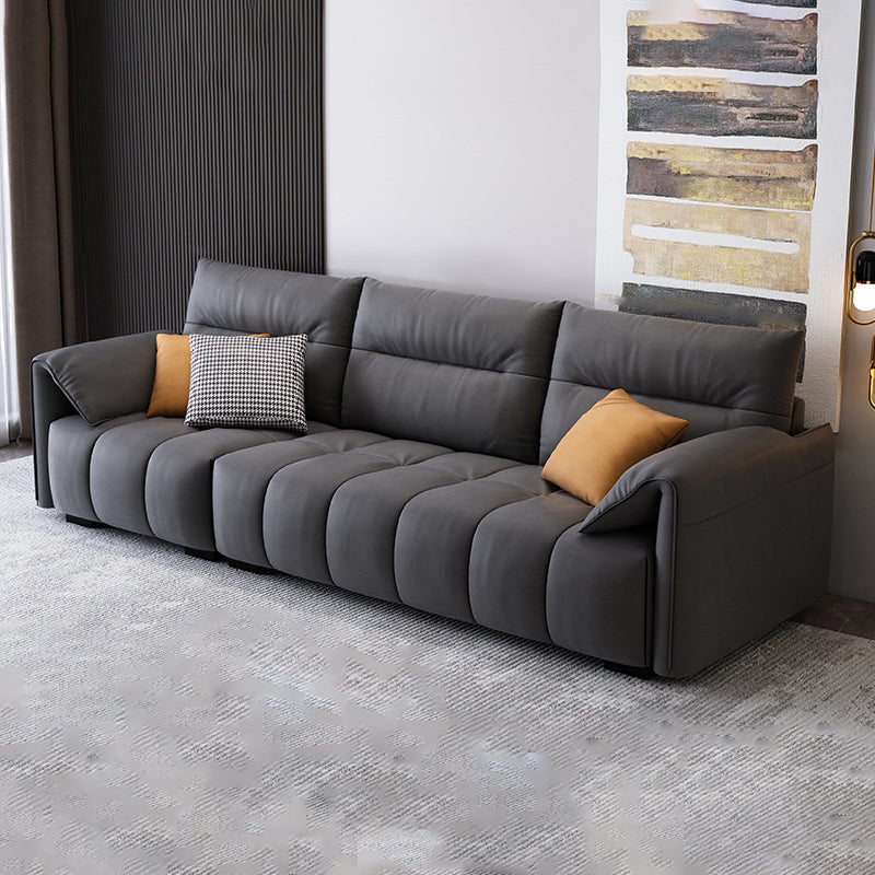 Dark Gray Cushion Back Contemporary Removable Cushions L-Shape Sofa & Chaise 110"L x 38"W x 35.4"H Clearhalo 'furn' 'furn_sectionals' 'Furniture' 'furniture_sectionals' 'kitchen' 'kitchen_sectionals' 'Living Room Furniture' 'Sectionals' 4796077