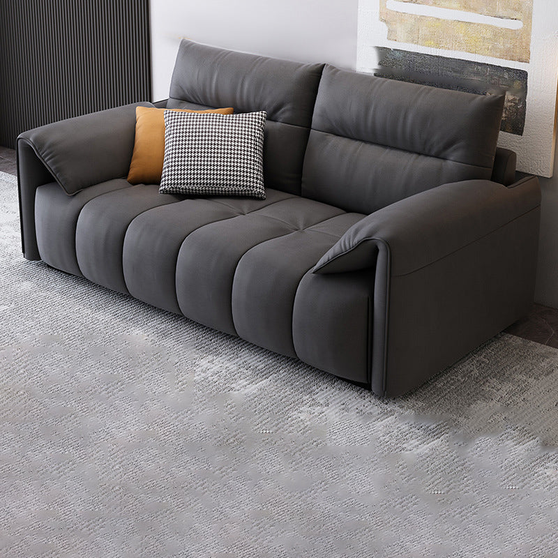 Dark Gray Cushion Back Contemporary Removable Cushions L-Shape Sofa & Chaise 87"L x 38"W x 35"H Clearhalo 'furn' 'furn_sectionals' 'Furniture' 'furniture_sectionals' 'kitchen' 'kitchen_sectionals' 'Living Room Furniture' 'Sectionals' 4796078