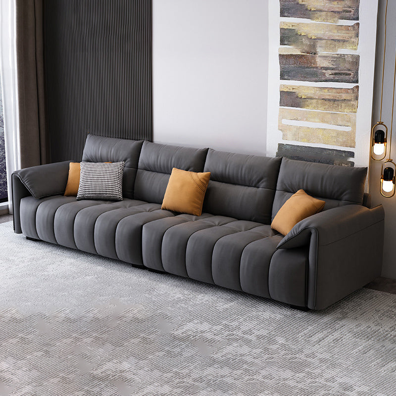 Dark Gray Cushion Back Contemporary Removable Cushions L-Shape Sofa & Chaise 126"L x 38"W x 35.4"H Clearhalo 'furn' 'furn_sectionals' 'Furniture' 'furniture_sectionals' 'kitchen' 'kitchen_sectionals' 'Living Room Furniture' 'Sectionals' 4796079