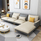 129.92 " W √ó 70.87" D √ó 35.43" H Removable Cushions Faux Leather Square Arm sectional Dark Gray-Yellow Clearhalo 'furn' 'furn_sectionals' 'Furniture' 'furniture_sectionals' 'kitchen' 'kitchen_sectionals' 'Living Room Furniture' 'Sectionals' 4796096