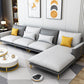 129.92 " W √ó 70.87" D √ó 35.43" H Removable Cushions Faux Leather Square Arm sectional Dark Grey Light Grey Clearhalo 'furn' 'furn_sectionals' 'Furniture' 'furniture_sectionals' 'kitchen' 'kitchen_sectionals' 'Living Room Furniture' 'Sectionals' 4796097