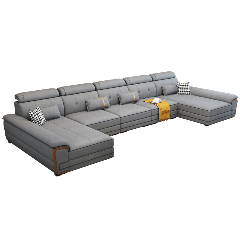 158.26" D x 70.86" W x 31.49" H Sectionals with Adjustable Bolster Pillows Smoke Gray Clearhalo 'furn' 'furn_sectionals' 'Furniture' 'furniture_sectionals' 'kitchen' 'kitchen_sectionals' 'Living Room Furniture' 'Sectionals' 4796113