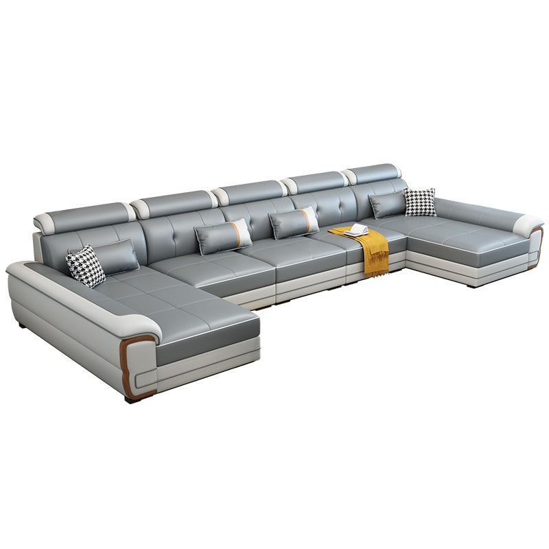 158.26" D x 70.86" W x 31.49" H Sectionals with Adjustable Bolster Pillows White-Gray Clearhalo 'furn' 'furn_sectionals' 'Furniture' 'furniture_sectionals' 'kitchen' 'kitchen_sectionals' 'Living Room Furniture' 'Sectionals' 4796120