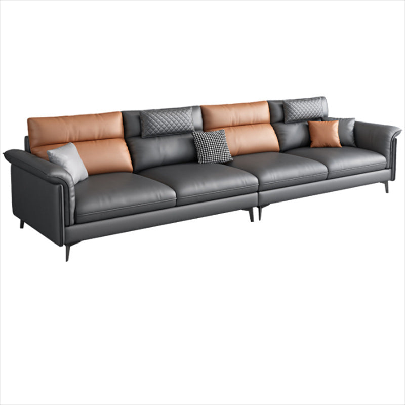 Contemporary Reversible Ottoman Sectional with Pillowed Back for Four People Clearhalo 'furn' 'furn_sectionals' 'Furniture' 'furniture_sectionals' 'kitchen' 'kitchen_sectionals' 'Living Room Furniture' 'Sectionals' 4796127