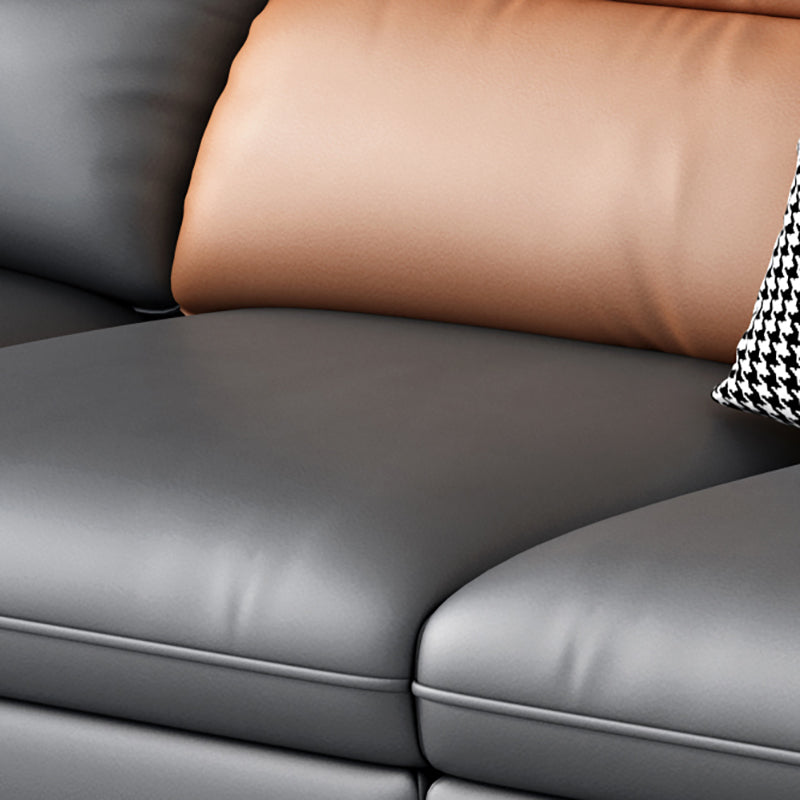 Contemporary Reversible Ottoman Sectional with Pillowed Back for Four People Clearhalo 'furn' 'furn_sectionals' 'Furniture' 'furniture_sectionals' 'kitchen' 'kitchen_sectionals' 'Living Room Furniture' 'Sectionals' 4796128