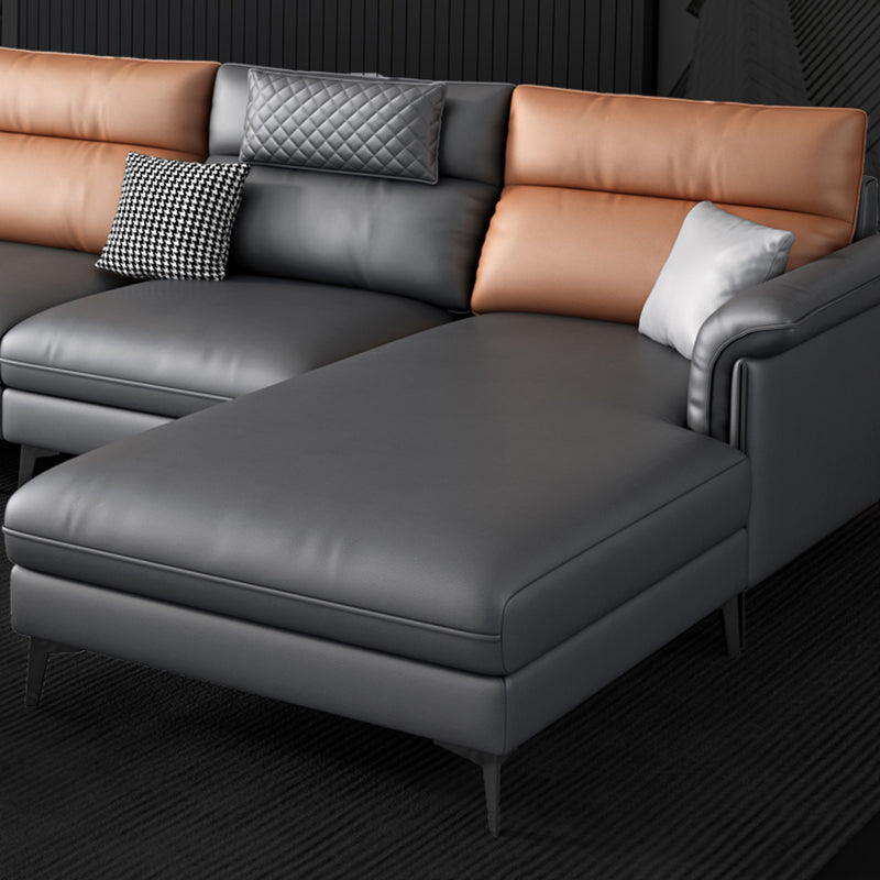Contemporary Reversible Ottoman Sectional with Pillowed Back for Four People Clearhalo 'furn' 'furn_sectionals' 'Furniture' 'furniture_sectionals' 'kitchen' 'kitchen_sectionals' 'Living Room Furniture' 'Sectionals' 4796129