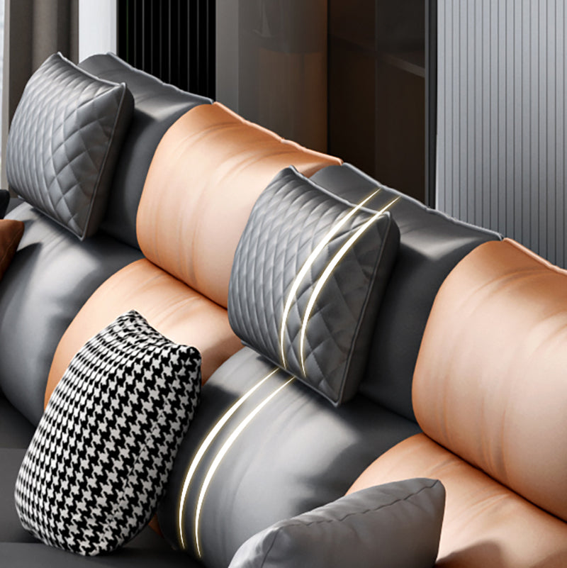 Contemporary Reversible Ottoman Sectional with Pillowed Back for Four People Clearhalo 'furn' 'furn_sectionals' 'Furniture' 'furniture_sectionals' 'kitchen' 'kitchen_sectionals' 'Living Room Furniture' 'Sectionals' 4796131