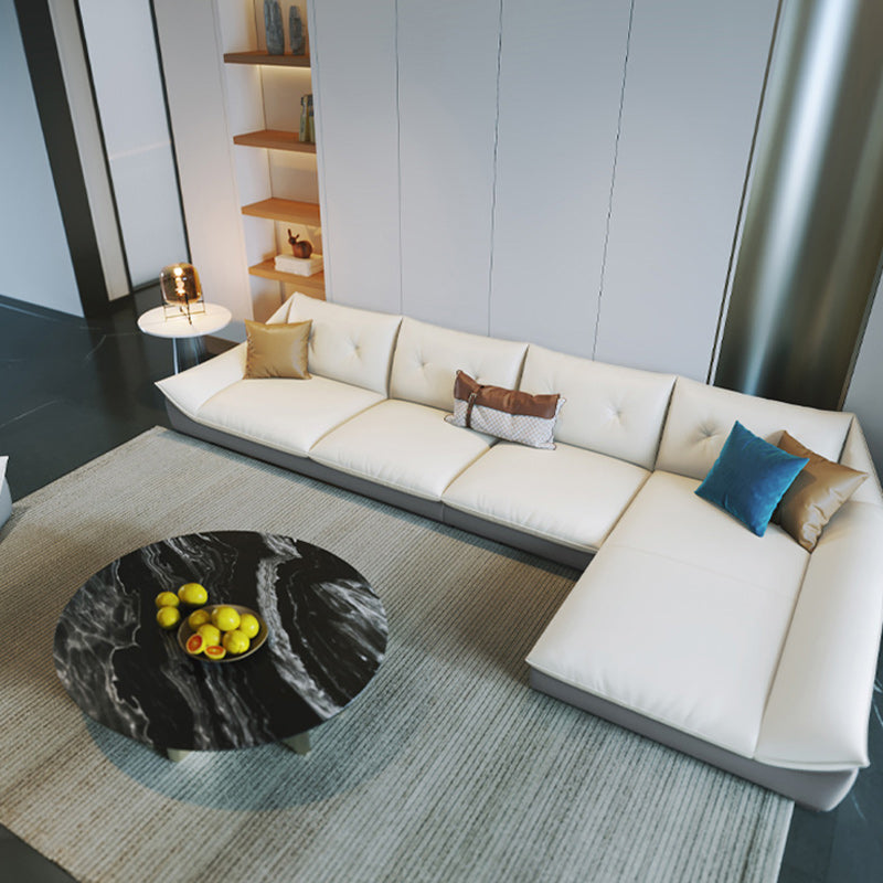 Tufted Faux Leather Pillow Top Arm Sofa with Stain Resistant and Waterproof Clearhalo 'furn' 'furn_sectionals' 'Furniture' 'furniture_sectionals' 'kitchen' 'kitchen_sectionals' 'Living Room Furniture' 'Sectionals' 4796168