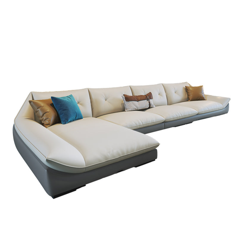 Tufted Faux Leather Pillow Top Arm Sofa with Stain Resistant and Waterproof Clearhalo 'furn' 'furn_sectionals' 'Furniture' 'furniture_sectionals' 'kitchen' 'kitchen_sectionals' 'Living Room Furniture' 'Sectionals' 4796173
