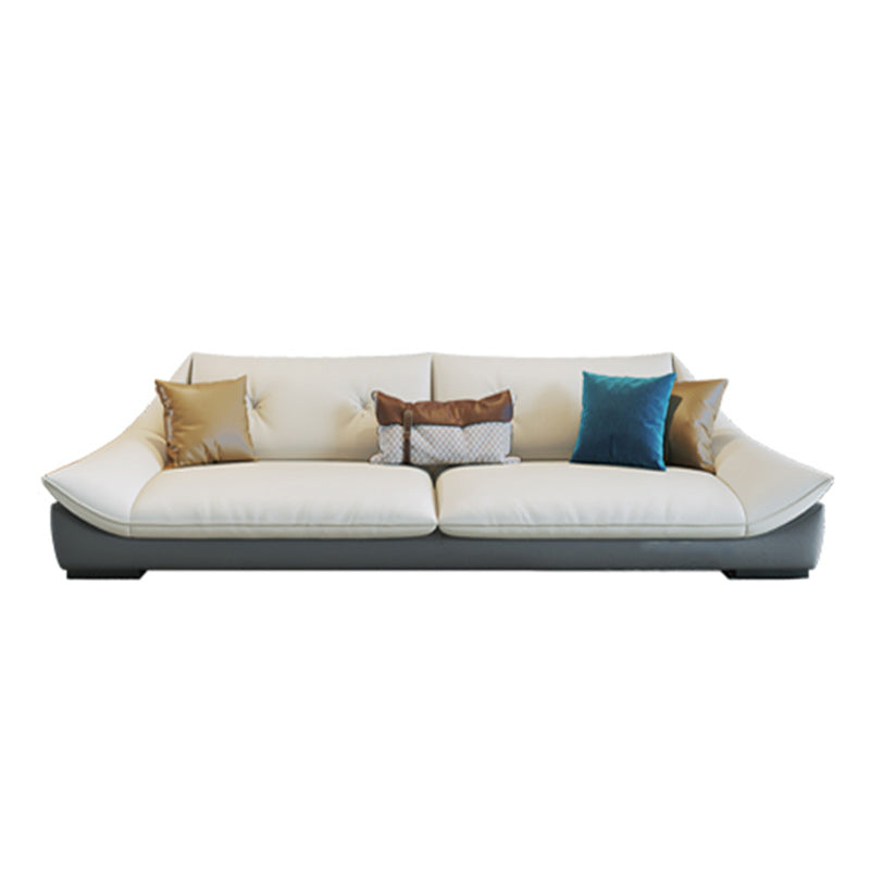 Tufted Faux Leather Pillow Top Arm Sofa with Stain Resistant and Waterproof 87"L x 35"W x 32"H Clearhalo 'furn' 'furn_sectionals' 'Furniture' 'furniture_sectionals' 'kitchen' 'kitchen_sectionals' 'Living Room Furniture' 'Sectionals' 4796174