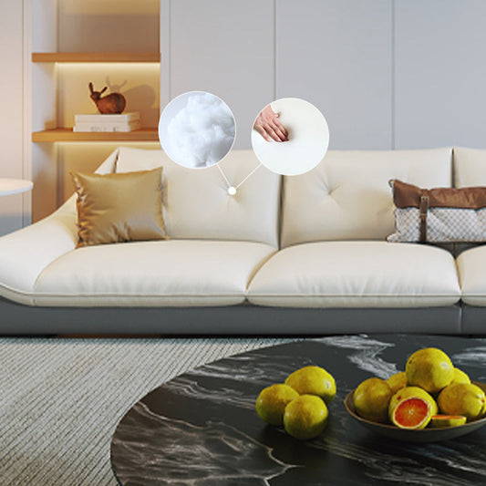 Tufted Faux Leather Pillow Top Arm Sofa with Stain Resistant and Waterproof Clearhalo 'furn' 'furn_sectionals' 'Furniture' 'furniture_sectionals' 'kitchen' 'kitchen_sectionals' 'Living Room Furniture' 'Sectionals' 4796177