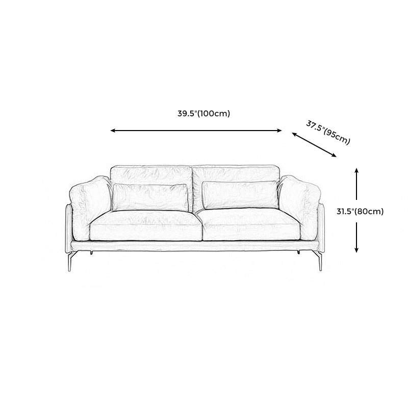 Genuine Leather Square Arm Bench Seating with Bolster Pillows Brown Settee Furniture Clearhalo 'furn' 'furn_sectionals' 'Furniture' 'furniture_sectionals' 'kitchen' 'kitchen_sectionals' 'Living Room Furniture' 'Sectionals' 4796207