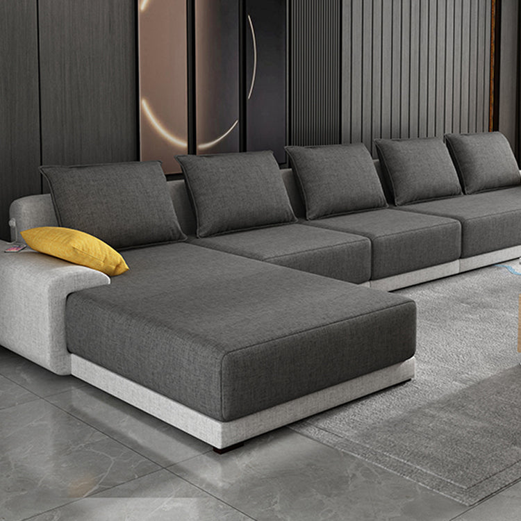 Modern Removable Cushions Slipcovered Sofa with Reversible Chaise Clearhalo 'Furniture' 'furniture_sectionals' 'kitchen' 'kitchen_sectionals' 'Living Room Furniture' 'Sectionals' 4796219