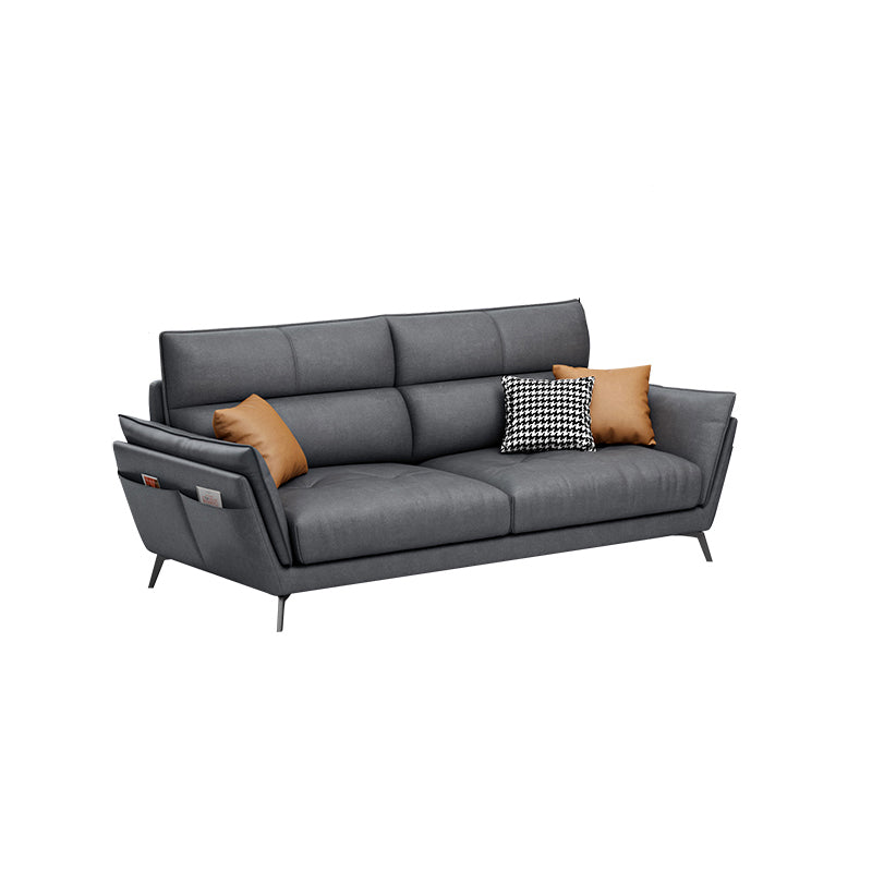 Ultra-Modern Sewn Pillow Back Faux Leather Pillow Top Arm Sofa with Wear-resisting 67"L x 35"W x 39"H Clearhalo 'furn' 'furn_sectionals' 'Furniture' 'furniture_sectionals' 'kitchen' 'kitchen_sectionals' 'Living Room Furniture' 'Sectionals' 4796236