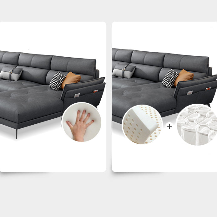 Ultra-Modern Sewn Pillow Back Faux Leather Pillow Top Arm Sofa with Wear-resisting Clearhalo 'furn' 'furn_sectionals' 'Furniture' 'furniture_sectionals' 'kitchen' 'kitchen_sectionals' 'Living Room Furniture' 'Sectionals' 4796238