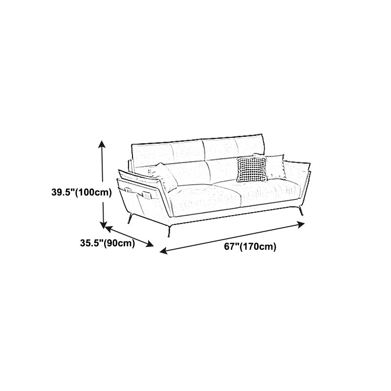Ultra-Modern Sewn Pillow Back Faux Leather Pillow Top Arm Sofa with Wear-resisting Clearhalo 'furn' 'furn_sectionals' 'Furniture' 'furniture_sectionals' 'kitchen' 'kitchen_sectionals' 'Living Room Furniture' 'Sectionals' 4796239