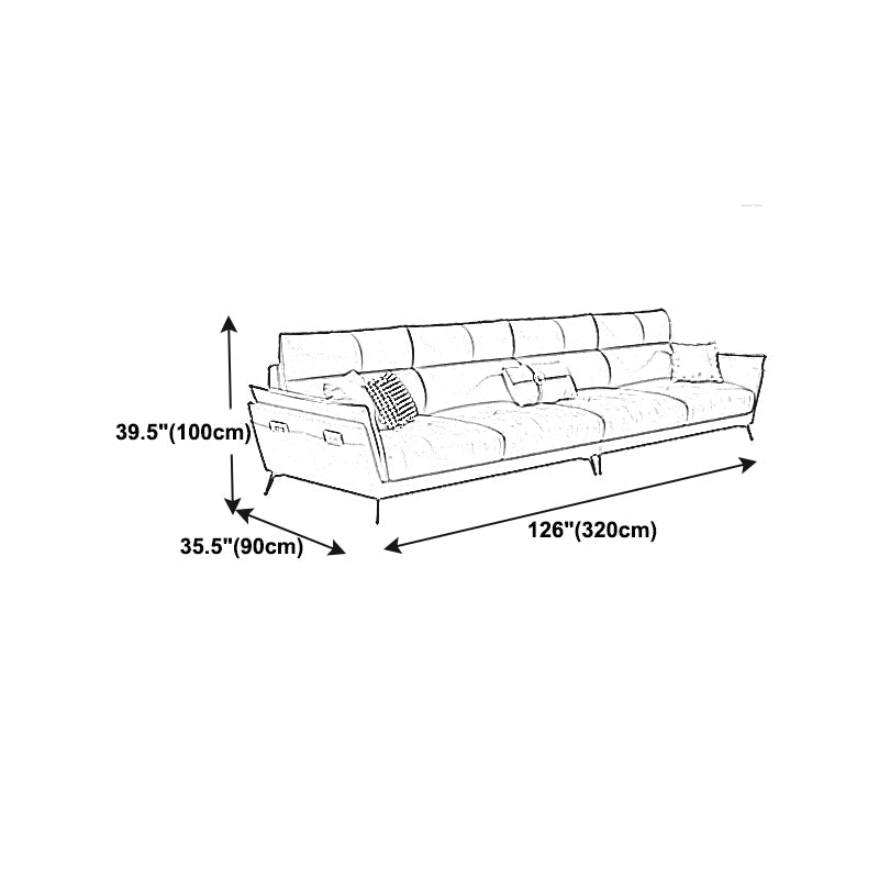Ultra-Modern Sewn Pillow Back Faux Leather Pillow Top Arm Sofa with Wear-resisting Clearhalo 'furn' 'furn_sectionals' 'Furniture' 'furniture_sectionals' 'kitchen' 'kitchen_sectionals' 'Living Room Furniture' 'Sectionals' 4796241