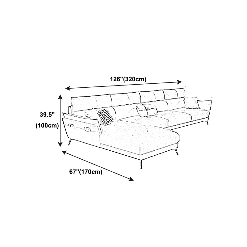 Ultra-Modern Sewn Pillow Back Faux Leather Pillow Top Arm Sofa with Wear-resisting Clearhalo 'furn' 'furn_sectionals' 'Furniture' 'furniture_sectionals' 'kitchen' 'kitchen_sectionals' 'Living Room Furniture' 'Sectionals' 4796242