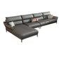 Light-grey Sewn Pillow Back Faux Leather Pillow Top Arm Sofa with Stain Resistant 144.5"L x 71"W x 39"H Sponge Clearhalo 'furn' 'furn_sectionals' 'Furniture' 'furniture_sectionals' 'kitchen' 'kitchen_sectionals' 'Living Room Furniture' 'Sectionals' 4796265