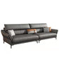 Light-grey Sewn Pillow Back Faux Leather Pillow Top Arm Sofa with Stain Resistant 98"L x 39"W x 39"H Clearhalo 'furn' 'furn_sectionals' 'Furniture' 'furniture_sectionals' 'kitchen' 'kitchen_sectionals' 'Living Room Furniture' 'Sectionals' 4796266