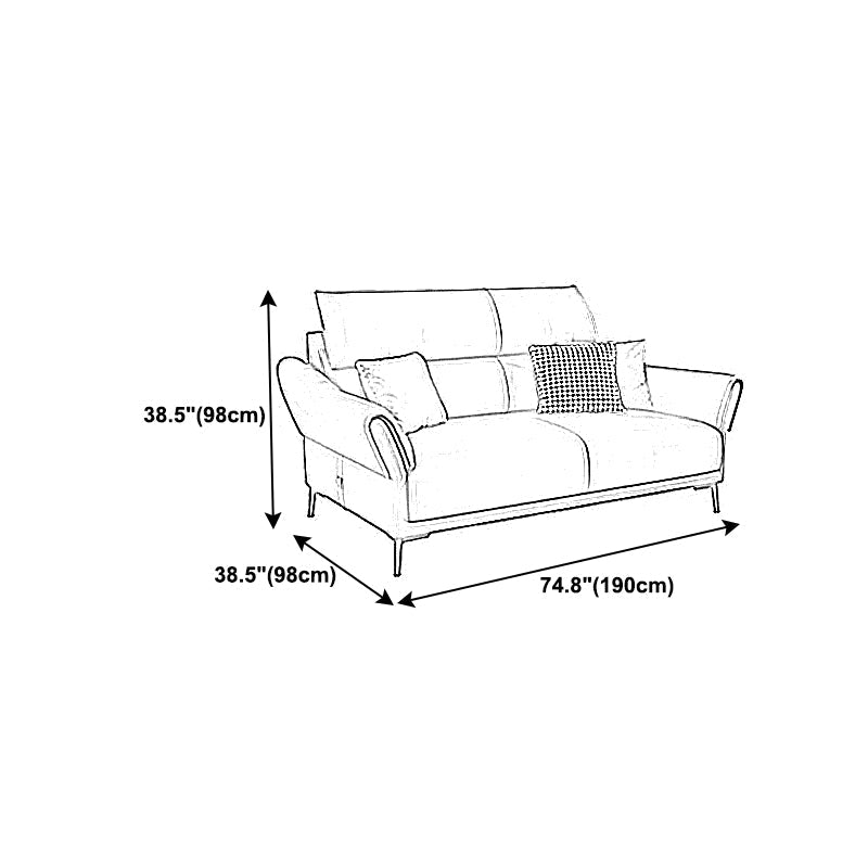 Light-grey Sewn Pillow Back Faux Leather Pillow Top Arm Sofa with Stain Resistant Clearhalo 'furn' 'furn_sectionals' 'Furniture' 'furniture_sectionals' 'kitchen' 'kitchen_sectionals' 'Living Room Furniture' 'Sectionals' 4796268