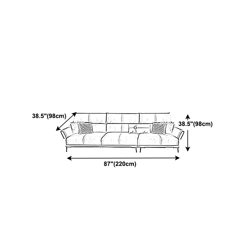 Light-grey Sewn Pillow Back Faux Leather Pillow Top Arm Sofa with Stain Resistant Clearhalo 'furn' 'furn_sectionals' 'Furniture' 'furniture_sectionals' 'kitchen' 'kitchen_sectionals' 'Living Room Furniture' 'Sectionals' 4796269