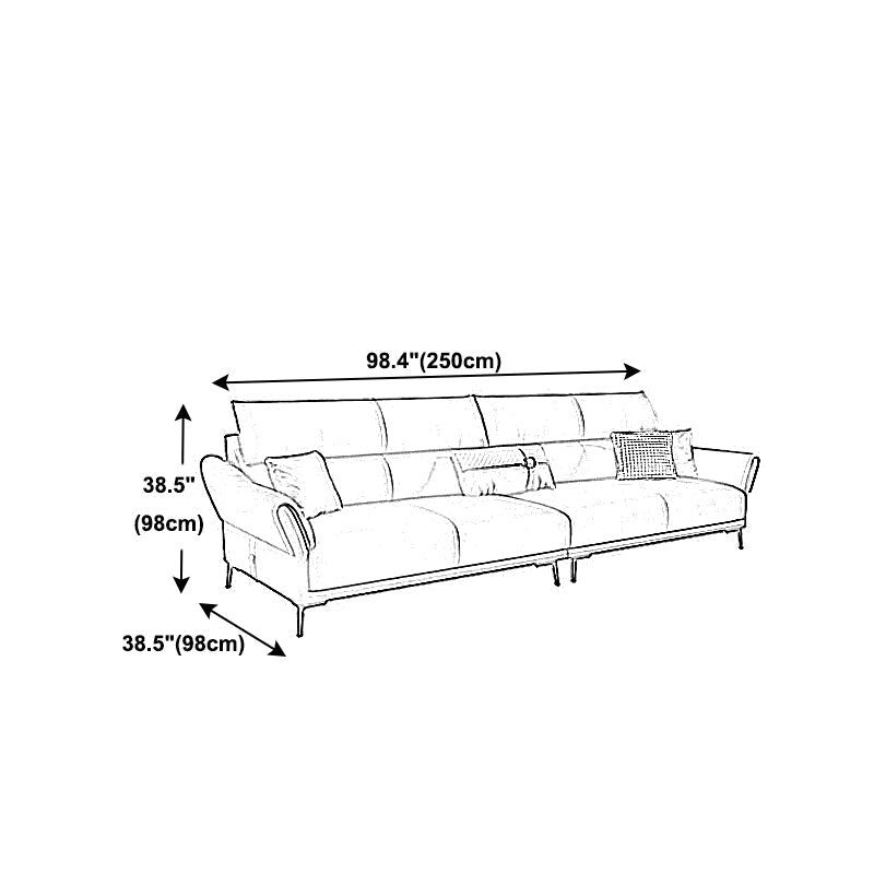 Light-grey Sewn Pillow Back Faux Leather Pillow Top Arm Sofa with Stain Resistant Clearhalo 'furn' 'furn_sectionals' 'Furniture' 'furniture_sectionals' 'kitchen' 'kitchen_sectionals' 'Living Room Furniture' 'Sectionals' 4796270