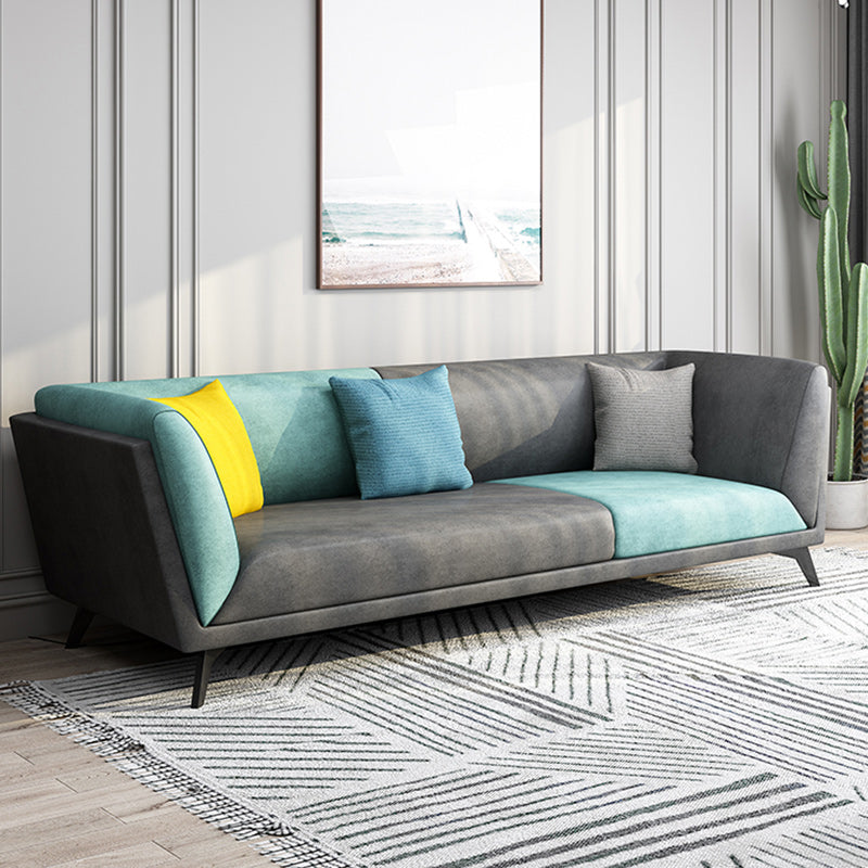 Modern Faux Leather Flared Arm Sofa and Sectional for Living Room and Bedroom Clearhalo 'furn' 'furn_sectionals' 'Furniture' 'furniture_sectionals' 'kitchen' 'kitchen_sectionals' 'Living Room Furniture' 'Sectionals' 4796286