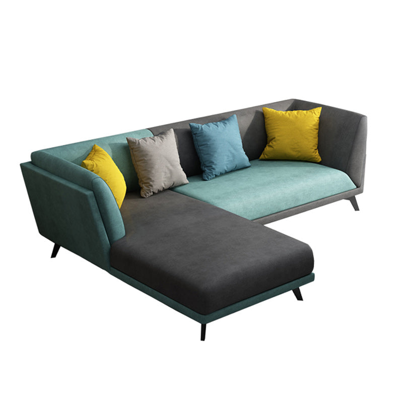 Modern Faux Leather Flared Arm Sofa and Sectional for Living Room and Bedroom 100"L x 65"W x 29.5"H Left Clearhalo 'furn' 'furn_sectionals' 'Furniture' 'furniture_sectionals' 'kitchen' 'kitchen_sectionals' 'Living Room Furniture' 'Sectionals' 4796291