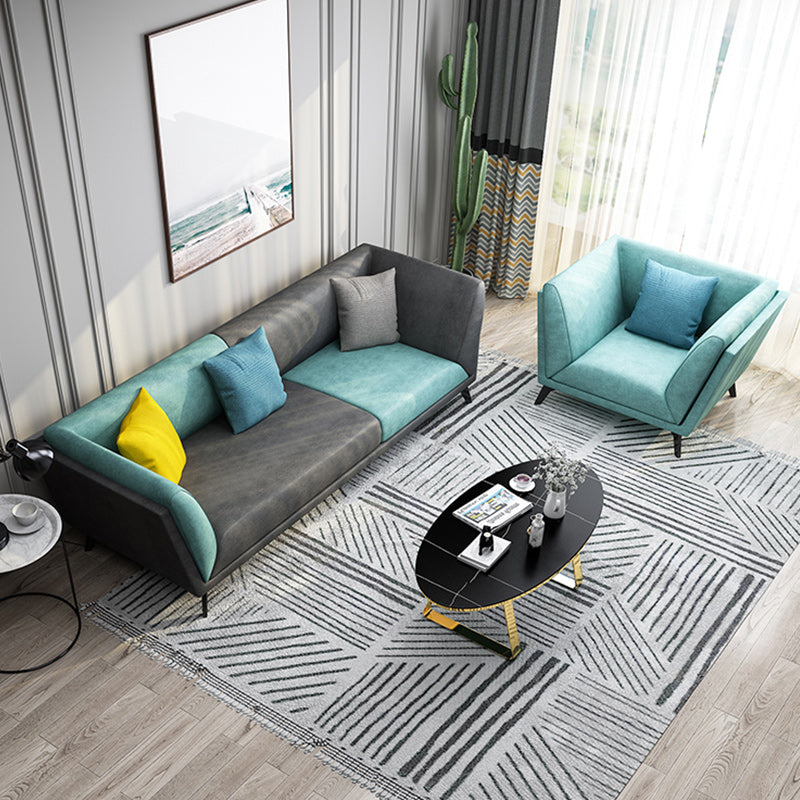 Modern Faux Leather Flared Arm Sofa and Sectional for Living Room and Bedroom Clearhalo 'furn' 'furn_sectionals' 'Furniture' 'furniture_sectionals' 'kitchen' 'kitchen_sectionals' 'Living Room Furniture' 'Sectionals' 4796296