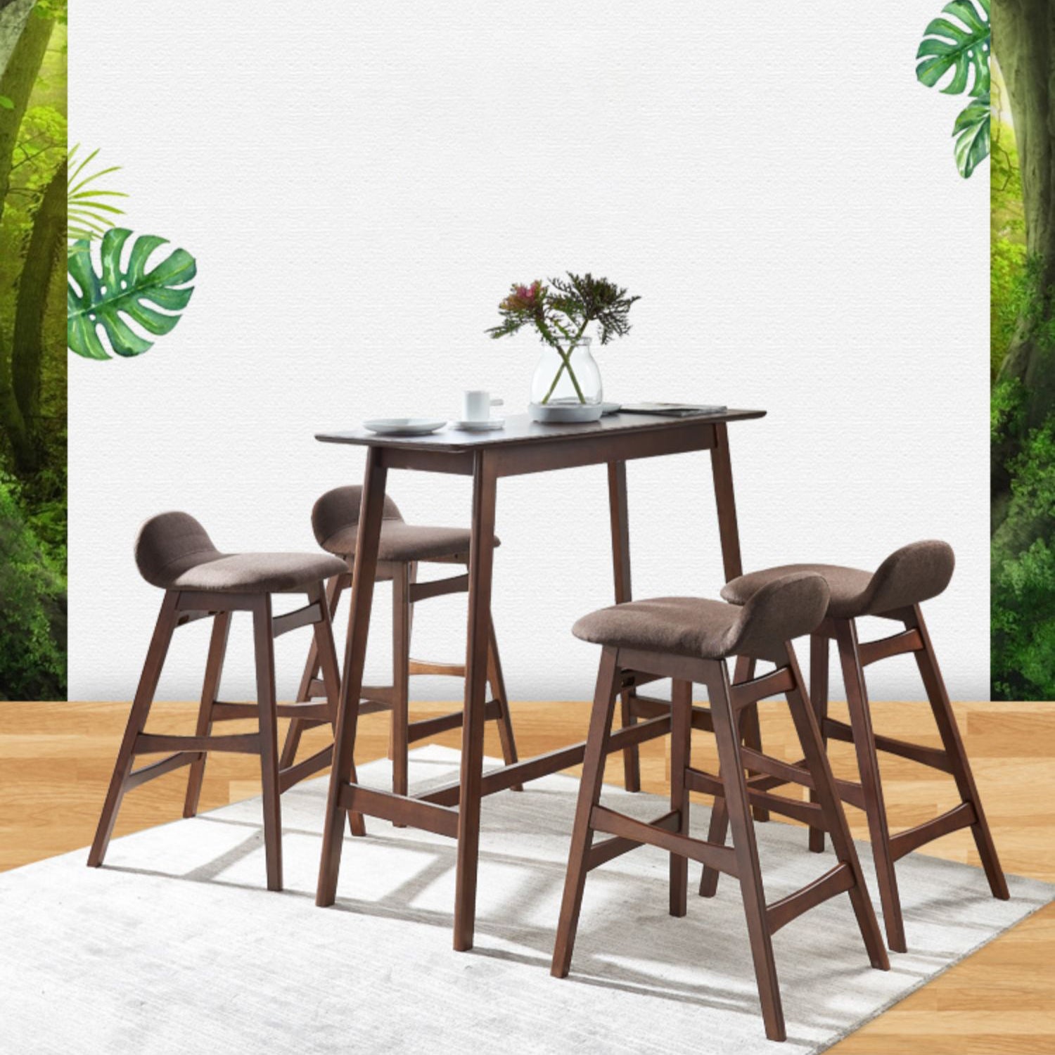 Solid Wood Bar Dining Table Contemporary Bar Table with Brown Base Clearhalo 'Bar Furniture' 'Bar Tables' 'bar_tables' 'Furniture' 'furniture_bar_tables' 'Kitchen & Dining Furniture' 4797385