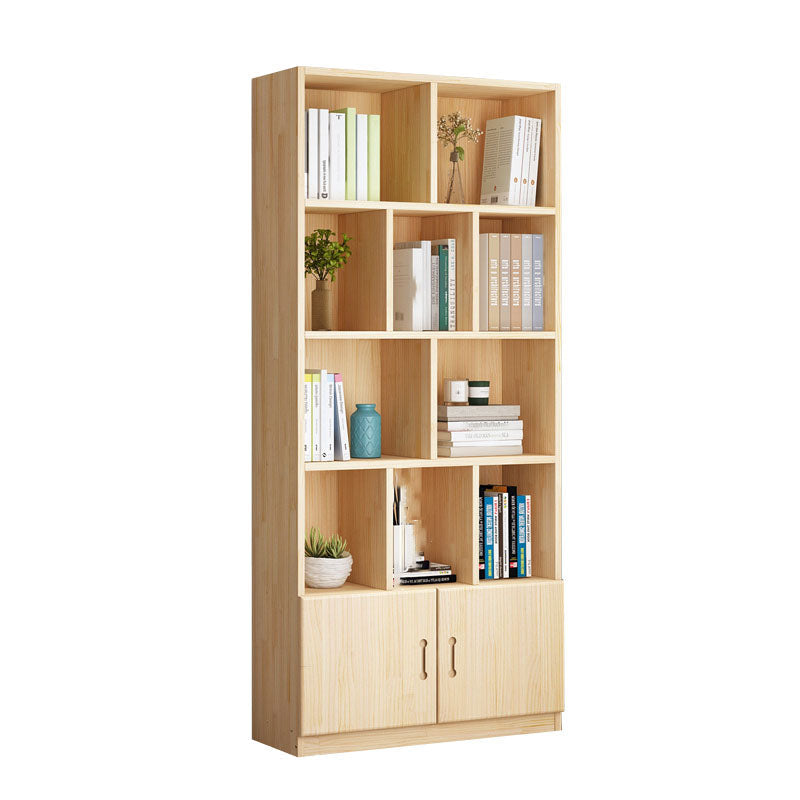 Scandinavian Vertical Standard Bookshelf Natural Pine Wood Bookshelf for Home 31.5"L x 11.8"W x 70.9"H Hutch Clearhalo 'Bookcases' 'furn' 'furn_bookcases' 'Furniture' 'furniture_bookcases' 'kitchen' 'kitchen_bookcases' 'Living Room Furniture' 'Office Furniture' 4803666