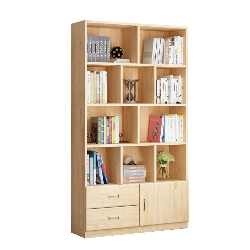 Scandinavian Vertical Standard Bookshelf Natural Pine Wood Bookshelf for Home 39.4"L x 11.8"W x 70.9"H Cabinets Clearhalo 'Bookcases' 'furn' 'furn_bookcases' 'Furniture' 'furniture_bookcases' 'kitchen' 'kitchen_bookcases' 'Living Room Furniture' 'Office Furniture' 4803673