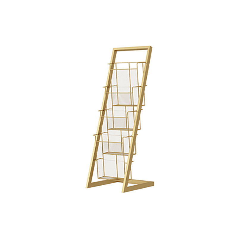 Industrial Iron Ladder Bookshelf Vertical Closed Back Bookshelf for Living Room 13"L x 13"W x 36.6"H Gold Clearhalo 'Bookcases' 'furn' 'furn_bookcases' 'Furniture' 'furniture_bookcases' 'kitchen' 'kitchen_bookcases' 'Living Room Furniture' 'Office Furniture' 4803692