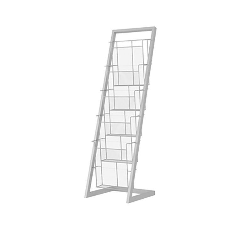 Industrial Iron Ladder Bookshelf Vertical Closed Back Bookshelf for Living Room 13"L x 13"W x 43.3"H White Clearhalo 'Bookcases' 'furn' 'furn_bookcases' 'Furniture' 'furniture_bookcases' 'kitchen' 'kitchen_bookcases' 'Living Room Furniture' 'Office Furniture' 4803698