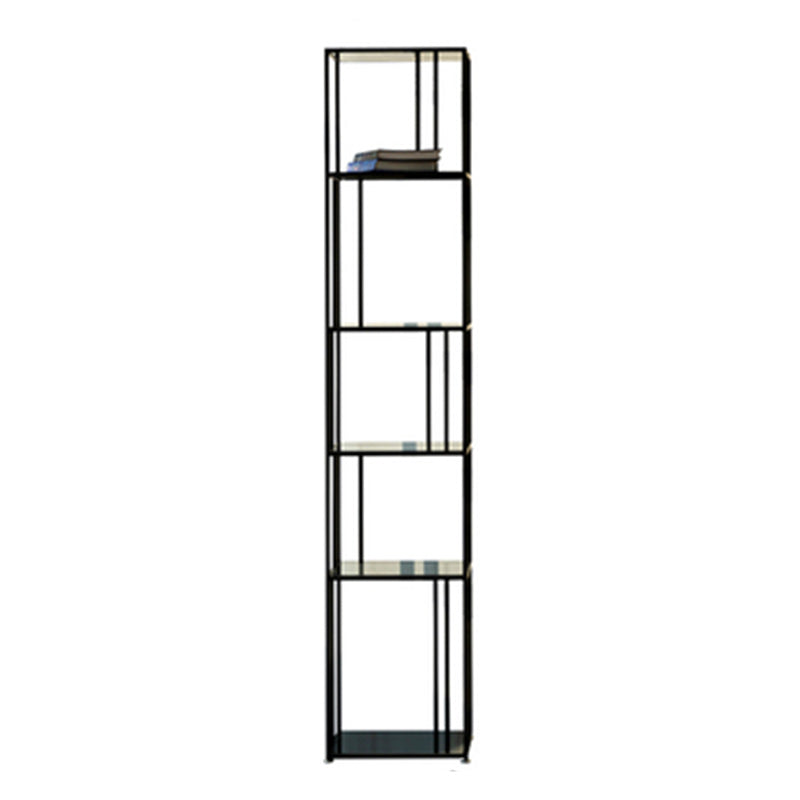 Industrial Vertical Open Etagere Bookshelf Iron Frame Glass Shelf Bookshelf Matte Black Clearhalo 'Bookcases' 'furn' 'furn_bookcases' 'Furniture' 'furniture_bookcases' 'kitchen' 'kitchen_bookcases' 'Living Room Furniture' 'Office Furniture' 4803713