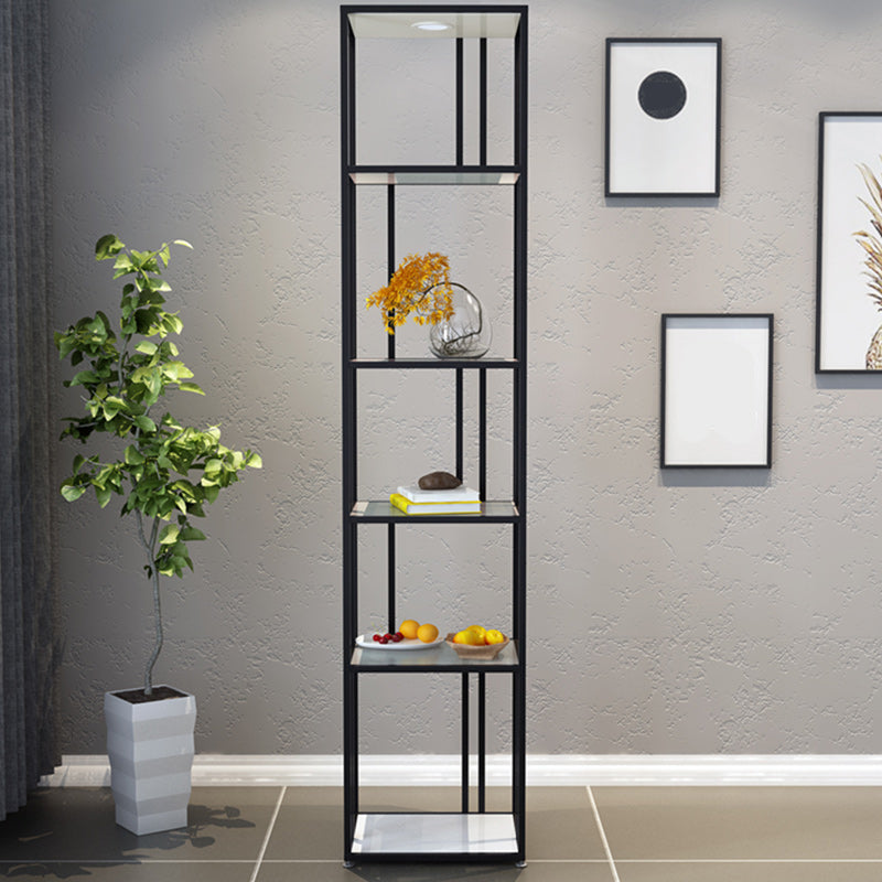 Industrial Vertical Open Etagere Bookshelf Iron Frame Glass Shelf Bookshelf Clearhalo 'Bookcases' 'furn' 'furn_bookcases' 'Furniture' 'furniture_bookcases' 'kitchen' 'kitchen_bookcases' 'Living Room Furniture' 'Office Furniture' 4803716