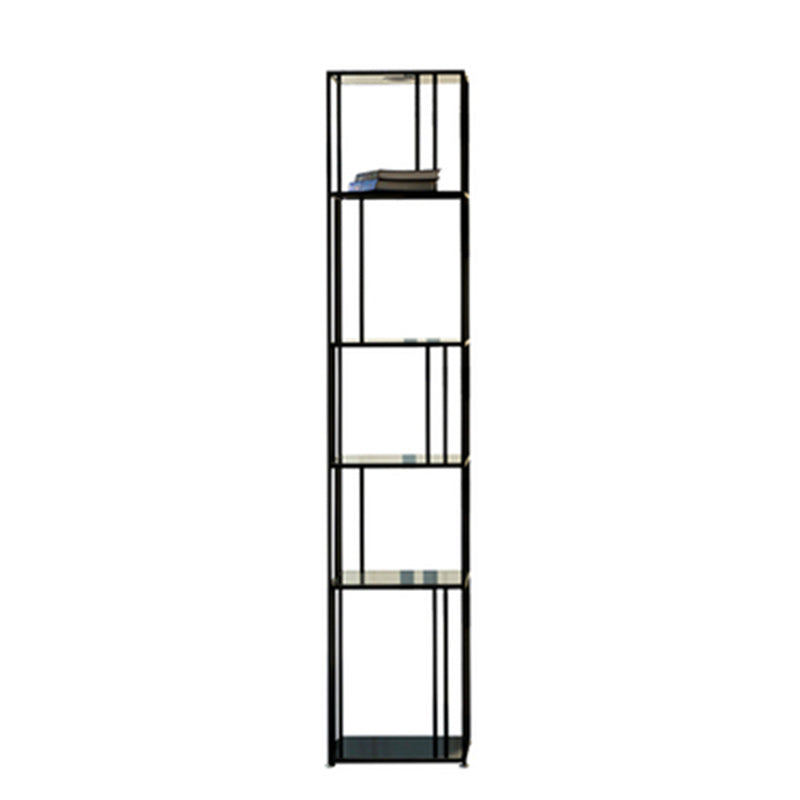 Industrial Vertical Open Etagere Bookshelf Iron Frame Glass Shelf Bookshelf Clearhalo 'Bookcases' 'furn' 'furn_bookcases' 'Furniture' 'furniture_bookcases' 'kitchen' 'kitchen_bookcases' 'Living Room Furniture' 'Office Furniture' 4803717
