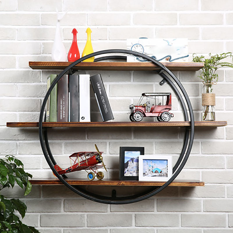 Industrial Horizontal Wall Unit Bookshelf Iron Frame Solid Wood Shelf Bookshelf Clearhalo 'Bookcases' 'furn' 'furn_bookcases' 'Furniture' 'furniture_bookcases' 'kitchen' 'kitchen_bookcases' 'Living Room Furniture' 'Office Furniture' 4803744