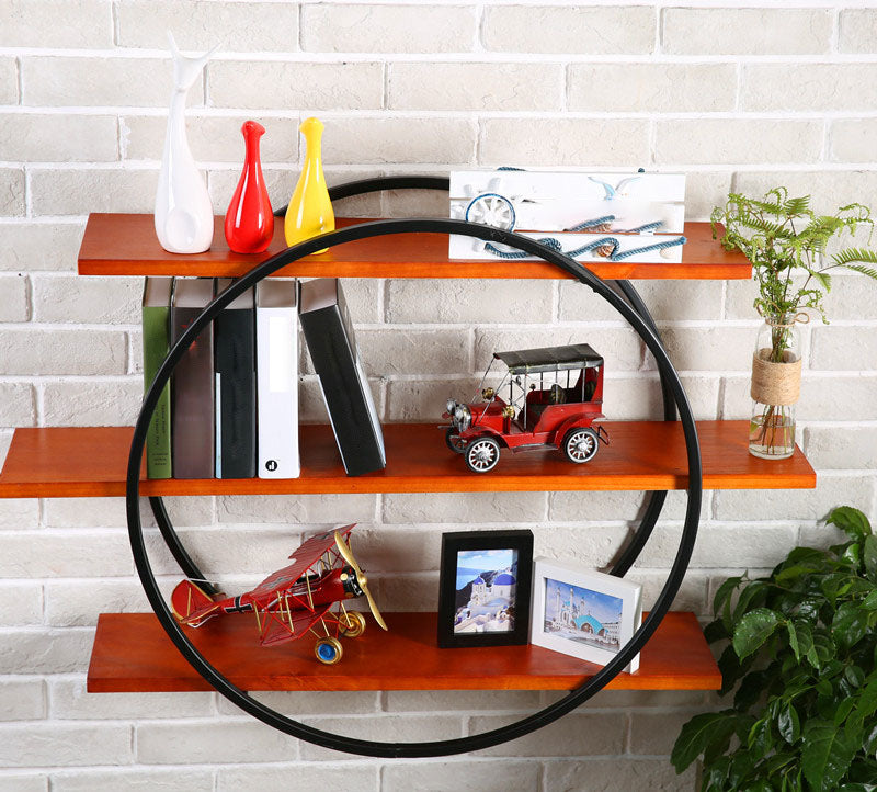 Industrial Horizontal Wall Unit Bookshelf Iron Frame Solid Wood Shelf Bookshelf Clearhalo 'Bookcases' 'furn' 'furn_bookcases' 'Furniture' 'furniture_bookcases' 'kitchen' 'kitchen_bookcases' 'Living Room Furniture' 'Office Furniture' 4803745