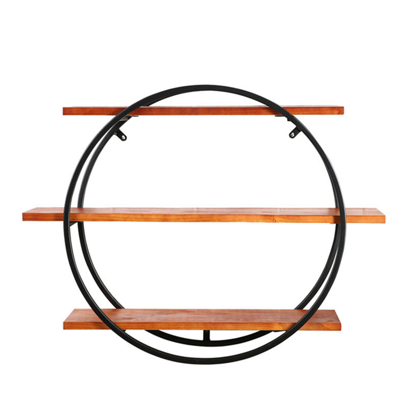 Industrial Horizontal Wall Unit Bookshelf Iron Frame Solid Wood Shelf Bookshelf Red Brown Clearhalo 'Bookcases' 'furn' 'furn_bookcases' 'Furniture' 'furniture_bookcases' 'kitchen' 'kitchen_bookcases' 'Living Room Furniture' 'Office Furniture' 4803747