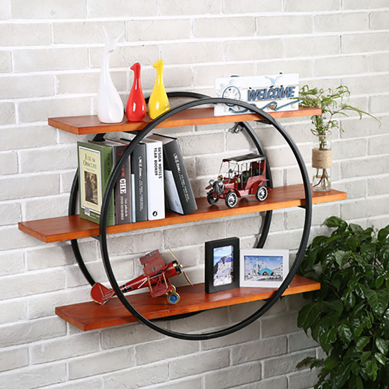 Industrial Horizontal Wall Unit Bookshelf Iron Frame Solid Wood Shelf Bookshelf Clearhalo 'Bookcases' 'furn' 'furn_bookcases' 'Furniture' 'furniture_bookcases' 'kitchen' 'kitchen_bookcases' 'Living Room Furniture' 'Office Furniture' 4803754