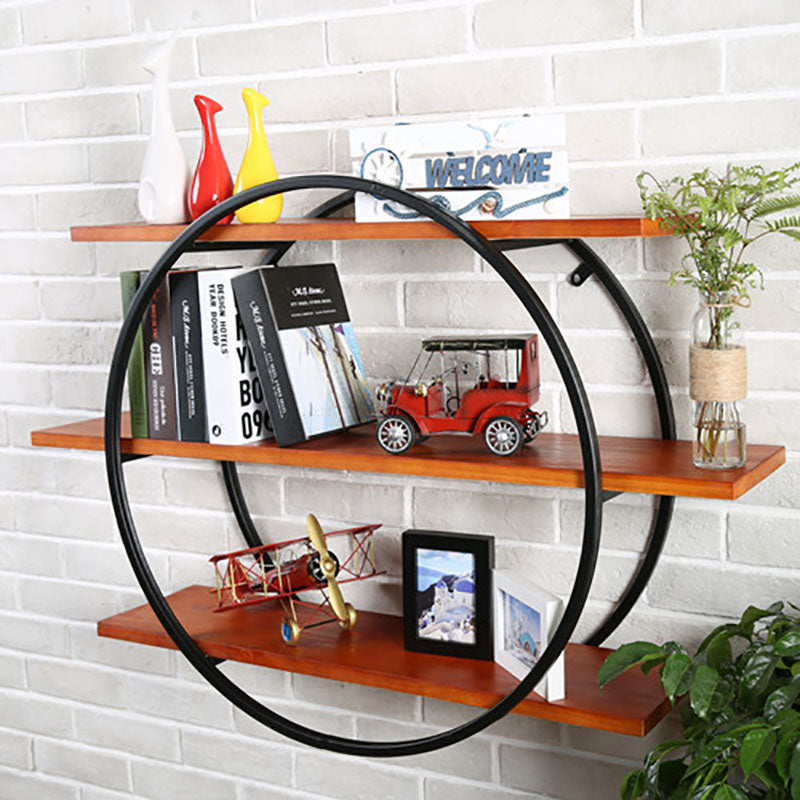 Industrial Horizontal Wall Unit Bookshelf Iron Frame Solid Wood Shelf Bookshelf Clearhalo 'Bookcases' 'furn' 'furn_bookcases' 'Furniture' 'furniture_bookcases' 'kitchen' 'kitchen_bookcases' 'Living Room Furniture' 'Office Furniture' 4803755