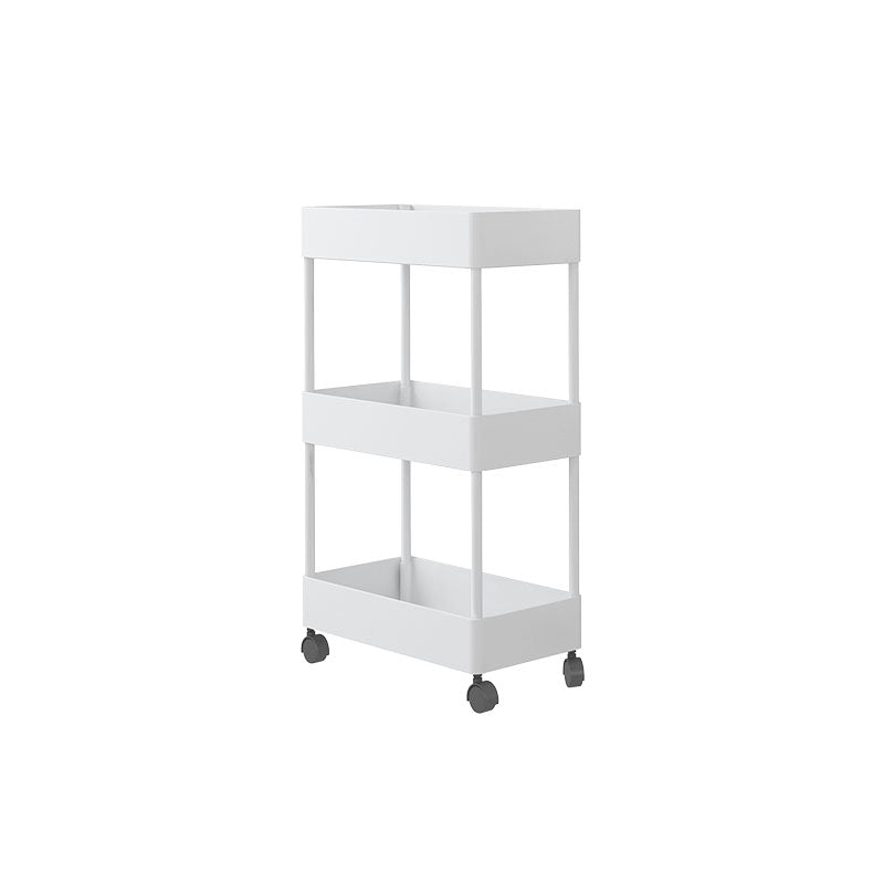 Scandinavian Etagere Bookshelf Metal Frame Plastic Shelf Bookshelf with Caster Wheels White Clearhalo 'Bookcases' 'furn' 'furn_bookcases' 'Furniture' 'furniture_bookcases' 'kitchen' 'kitchen_bookcases' 'Living Room Furniture' 'Office Furniture' 4803761