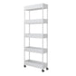 Scandinavian Etagere Bookshelf Metal Frame Plastic Shelf Bookshelf with Caster Wheels White Clearhalo 'Bookcases' 'furn' 'furn_bookcases' 'Furniture' 'furniture_bookcases' 'kitchen' 'kitchen_bookcases' 'Living Room Furniture' 'Office Furniture' 4803764