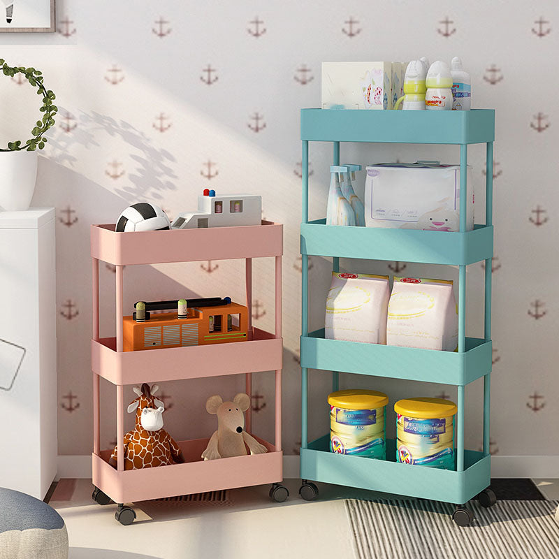 Scandinavian Etagere Bookshelf Metal Frame Plastic Shelf Bookshelf with Caster Wheels Clearhalo 'Bookcases' 'furn' 'furn_bookcases' 'Furniture' 'furniture_bookcases' 'kitchen' 'kitchen_bookcases' 'Living Room Furniture' 'Office Furniture' 4803765